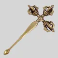 Dorjé tibétain 3 faces tige longue 13 cm pour rituel - Dordjé, double dorjé (sans cloche)