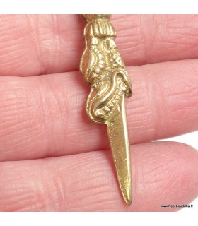 Pendentif phurba 6 cm en laiton – Collier tibétain avec cordon