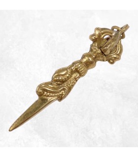 Pendentif phurba 6 cm en laiton – Collier tibétain avec cordon