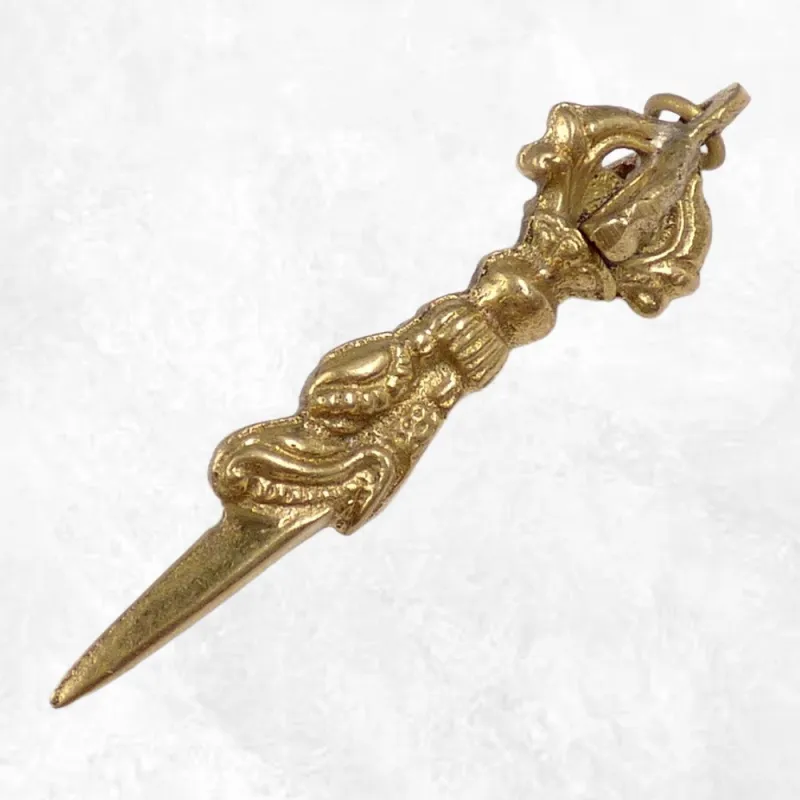 Pendentif tibétain Phurba + dorjé en laiton - Colliers tibétains et népalais