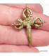 Pendentif phurba 3,6 cm en laiton – Dorjé tibétain + cordelette