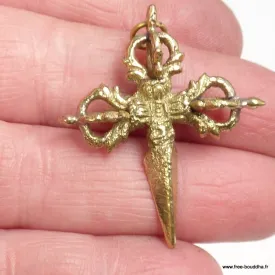 Pendentif tibétain Phurba en laiton + cordon - Colliers tibétains et népalais