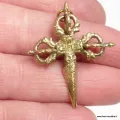 Pendentif tibétain Phurba en laiton + cordon - Colliers tibétains et népalais