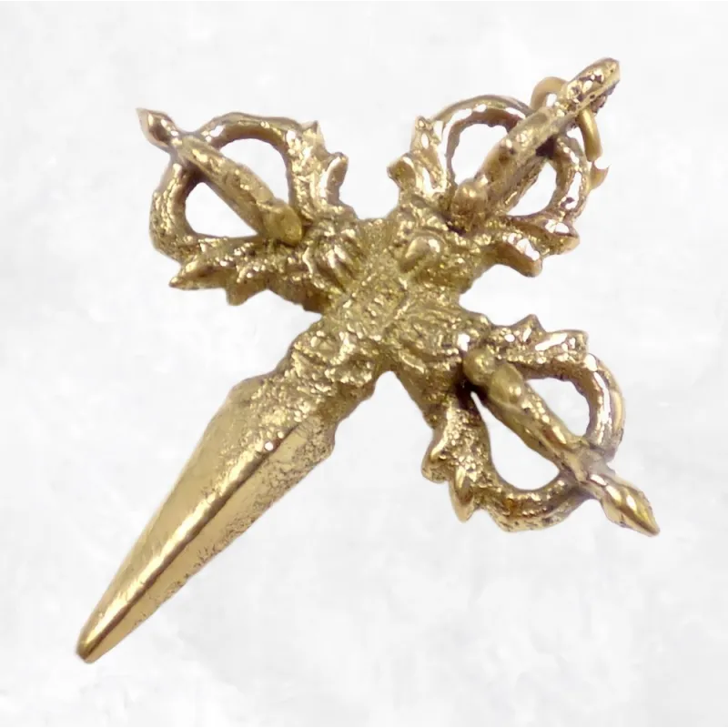 Pendentif tibétain Phurba en laiton + cordon - Colliers tibétains et népalais