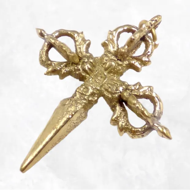 Pendentif tibétain Phurba en laiton + cordon - Colliers tibétains et népalais