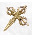Pendentif phurba 3,6 cm en laiton – Dorjé tibétain + cordelette