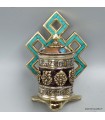 Moulin mural bouddhiste – Nœud d’éternité turquoise – 11,5 cm