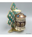 Moulin mural bouddhiste – Nœud d’éternité turquoise – 11,5 cm