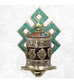 Moulin mural bouddhiste – Nœud d’éternité turquoise – 11,5 cm