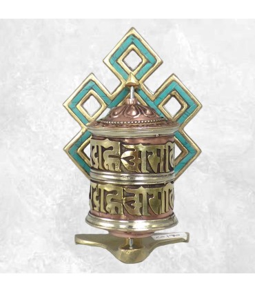 Moulin mural bouddhiste turquoise – Artisanat Népal