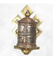Moulin à prières tibétain en laiton – Nœud sans fin mural – 11,5 cm