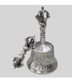 Cloche de méditation tibétaine – Bronze plaqué argent – 13 cm