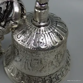 Cloche tibétaine et dorjé plaqué argent 15 cm - Cloche tibétaine et dorjé tibétain