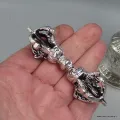 Cloche tibétaine et dorjé plaqué argent 15 cm - Cloche tibétaine et dorjé tibétain