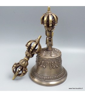 Cloche tibétaine en bronze haute qualité – Artisanat du Népal