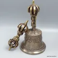 Cloche tibétaine en bronze de qualité et dorjé, 18 cm - Cloche tibétaine et dorjé tibétain
