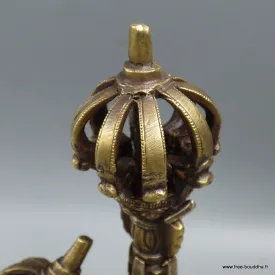 Cloche tibétaine en bronze de qualité et dorjé, 18 cm - Cloche tibétaine et dorjé tibétain