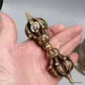 Cloche tibétaine en bronze de qualité et dorjé, 18 cm - Cloche tibétaine et dorjé tibétain
