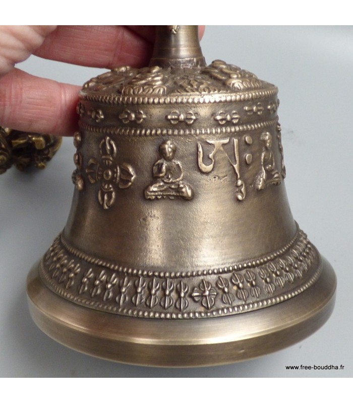 Cloche tibétaine en bronze haute qualité – Artisanat du Népal