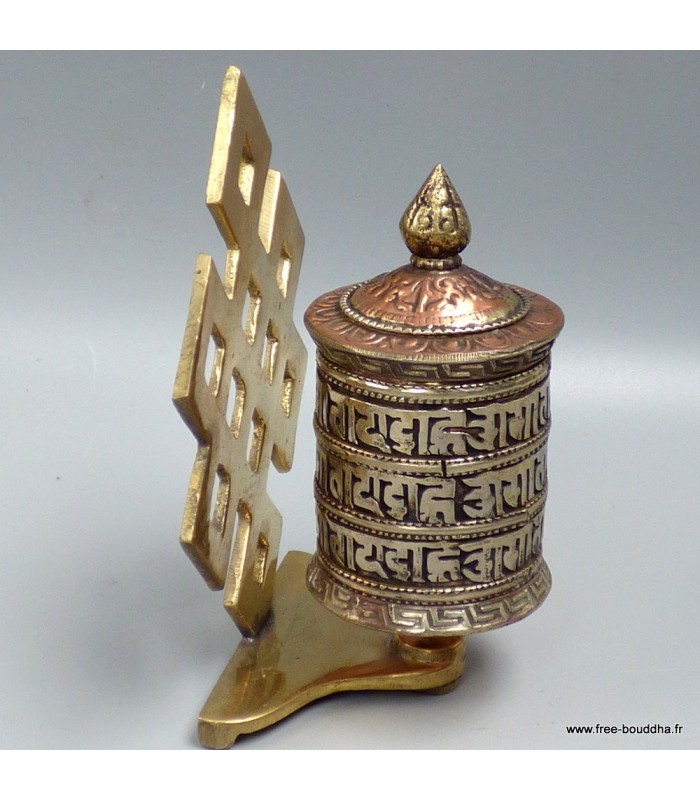 Moulin tibétain mural 3 mantras – Laiton et cuivre, Népal