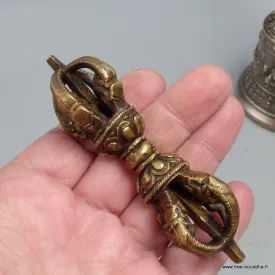 Cloche bouddhiste en bronze 16 cm et son dorjé - Cloche tibétaine et dorjé tibétain