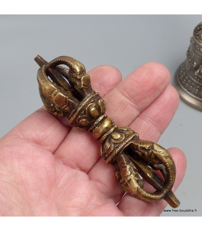 Cloche rituelle bouddhiste en bronze 16 cm – Fabrication artisanale Népal