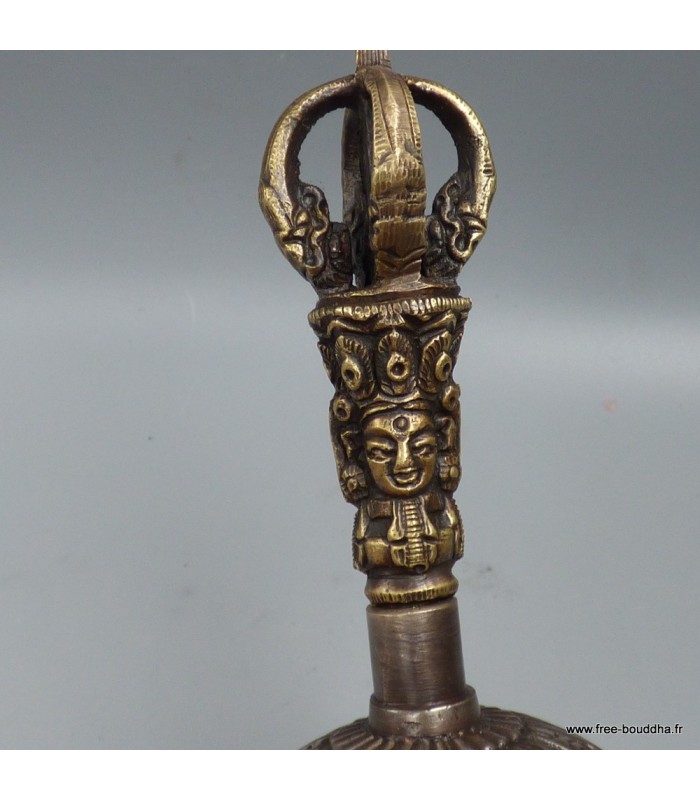 Cloche rituelle bouddhiste en bronze 16 cm – Fabrication artisanale Népal