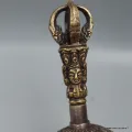 Cloche bouddhiste en bronze 16 cm et son dorjé - Cloche tibétaine et dorjé tibétain