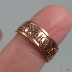 Bague tibétaine en cuivre Signes auspicieux T 52 à 55 - Bagues tibétaines bouddhistes