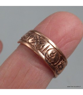 Bague bouddhiste en cuivre 8 signes auspicieux – Taille ajustable