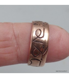 Bague bouddhiste en cuivre Mantra de Chenrezi T 55 à 60