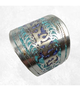 Bague bouddhiste authentique tricolore avec mantra taille 56 à 64