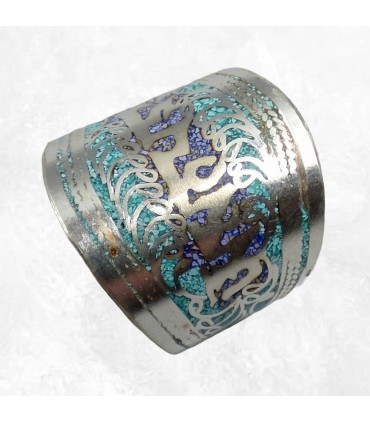 Bague bouddhiste authentique tricolore avec mantra taille 56 à 64