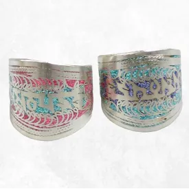 Bague bouddhiste bicolore avec mantra taille 56 à 64 - Bagues tibétaines bouddhistes