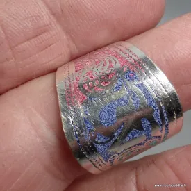 Bague bouddhiste tricolore avec Om tibétain taille 56 à 64 - Bagues tibétaines bouddhistes