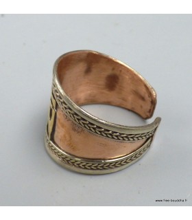Bague bouddhiste Om cuivre et laiton taille 56 à 64