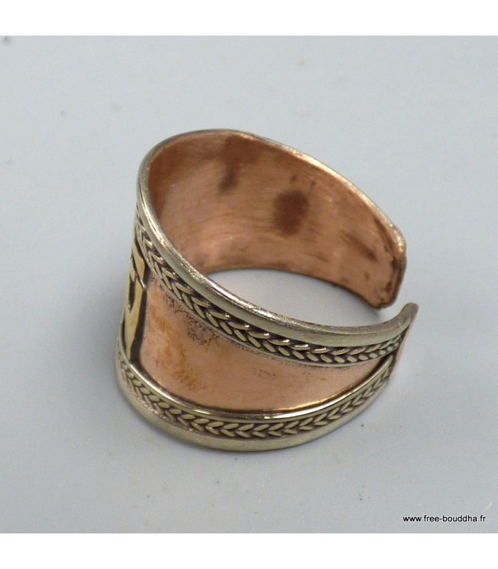 Bague bouddhiste Om cuivre et laiton taille 56 à 64