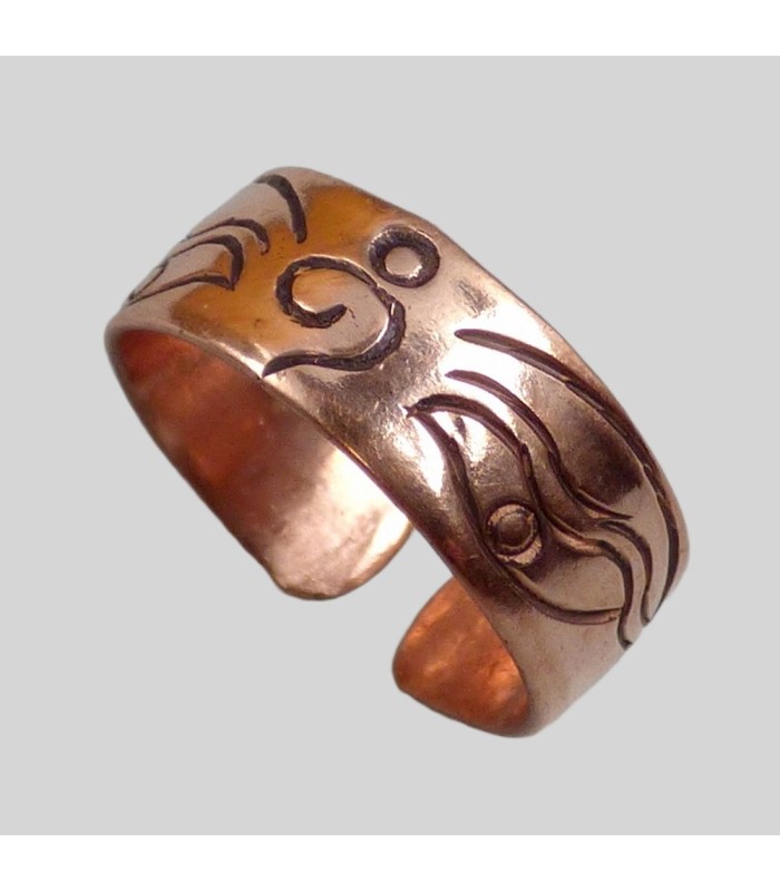 Bague bouddhiste Yeux du Bouddha en cuivre – Ajustable 52 à 55