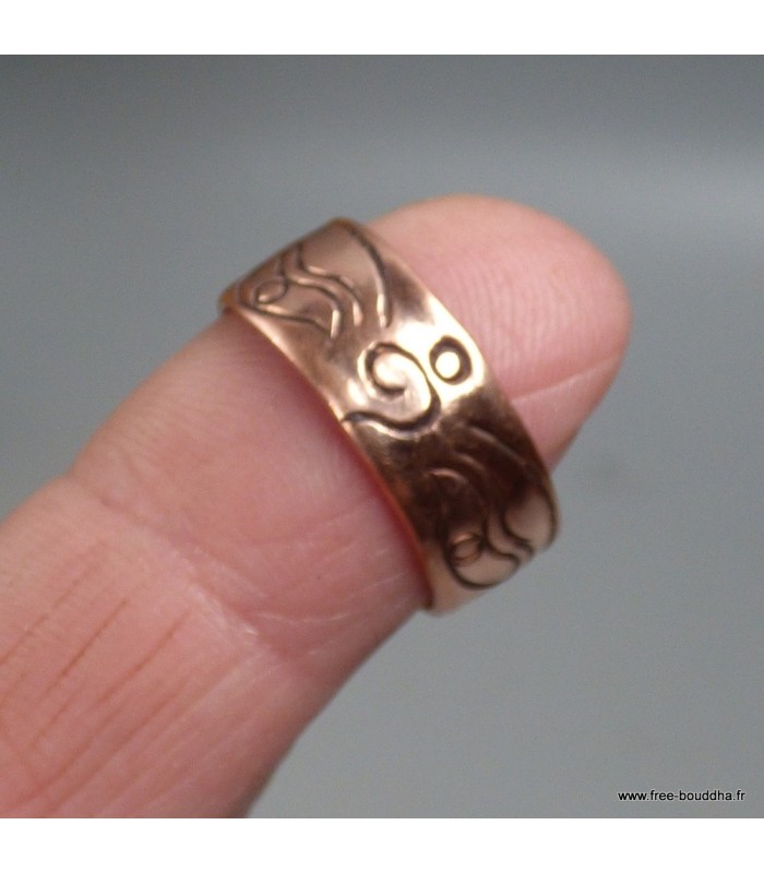 Bague bouddhiste Yeux du Bouddha en cuivre – Ajustable 52 à 55