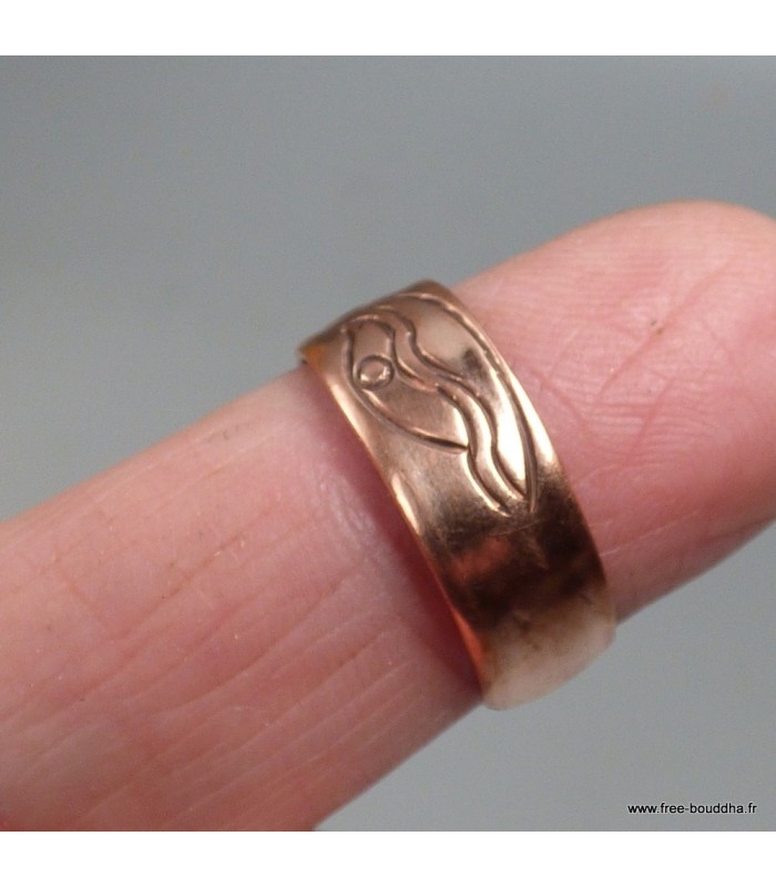 Bague bouddhiste Yeux du Bouddha en cuivre – Ajustable 52 à 55