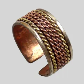 Bague tibétaine deux tons cuivre laiton taille 55 à 62 - Bagues tibétaines bouddhistes