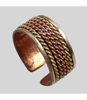 Bague tressée cuivre et laiton – Anneau tibétain ajustable 55 à 62
