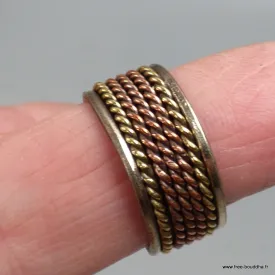 Bague tibétaine deux tons cuivre laiton taille 55 à 62 - Bagues tibétaines bouddhistes