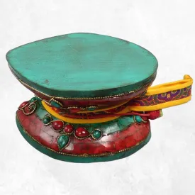 Damaru bouddhiste authentique 11,5 cm pierres naturelles - Damaru tibétain Chod