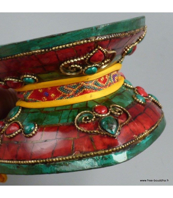 Damaru bouddhiste authentique 11,5 cm, Pierres naturelles & fantaisie