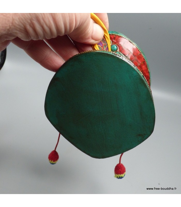 Damaru bouddhiste authentique 11,5 cm, Pierres naturelles & fantaisie