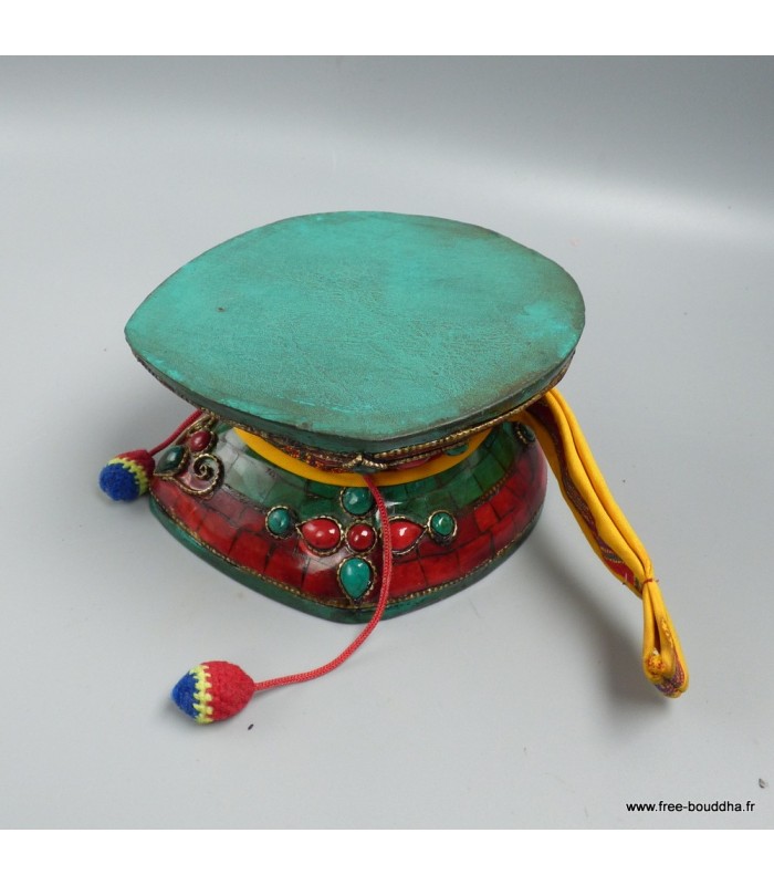 Damaru bouddhiste authentique 11,5 cm, Pierres naturelles & fantaisie