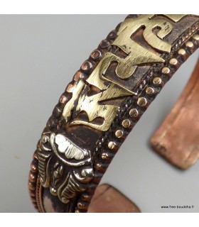 Bracelet bouddhiste mantra de Chenrezi, Dorjé en laiton,  Népal