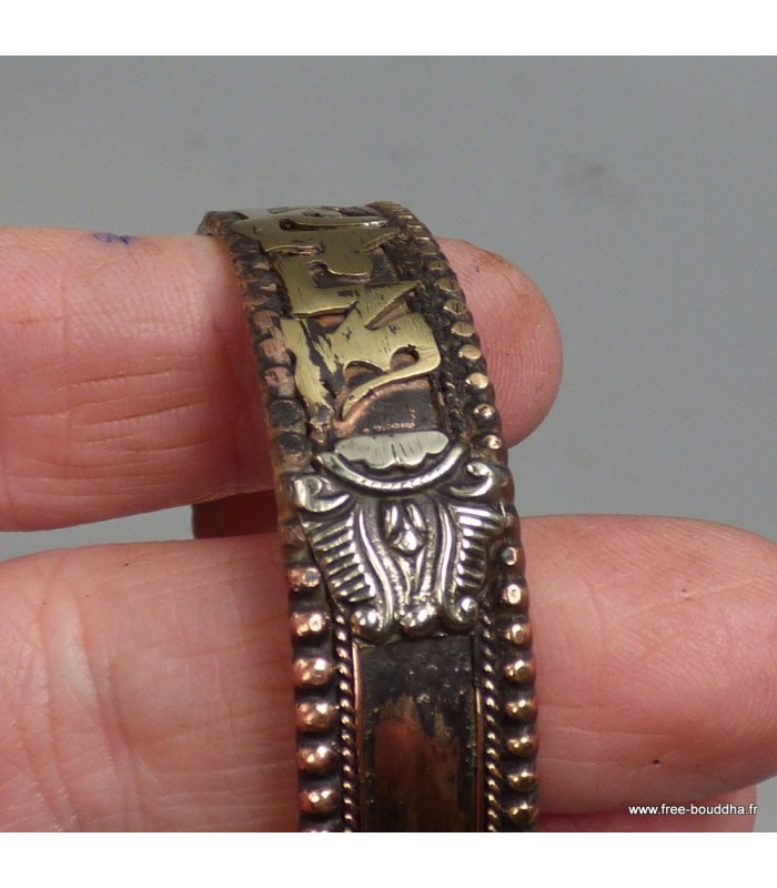 Bracelet bouddhiste mantra de Chenrezi, Dorjé en laiton,  Népal