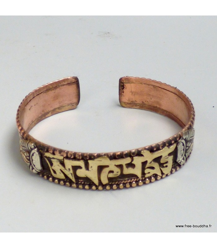 Bracelet bouddhiste mantra de Chenrezi, Dorjé en laiton,  Népal